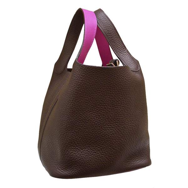 hermes Picotin PM Togo Leather brown/rosered - Click Image to Close